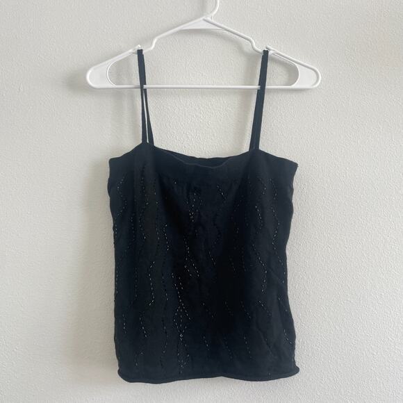 Y2K Banana Republic Sweater Tank Women M Black Beaded Wool Angora Blend - Picture 7 of 7